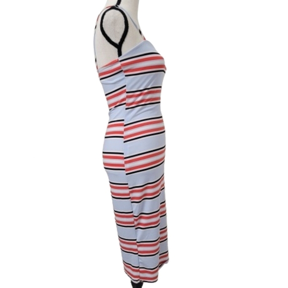 Olive Tree, Size Unknown, Striped Bodycon Halter Dress, Midi to Maxi Length - Picture 5 of 11